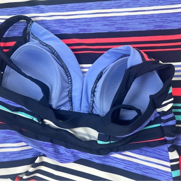 ZeroXposur Women's SZ M Striped Activewear Outdoor Swim Padded Bra Dress Tennis - Picture 3 of 8